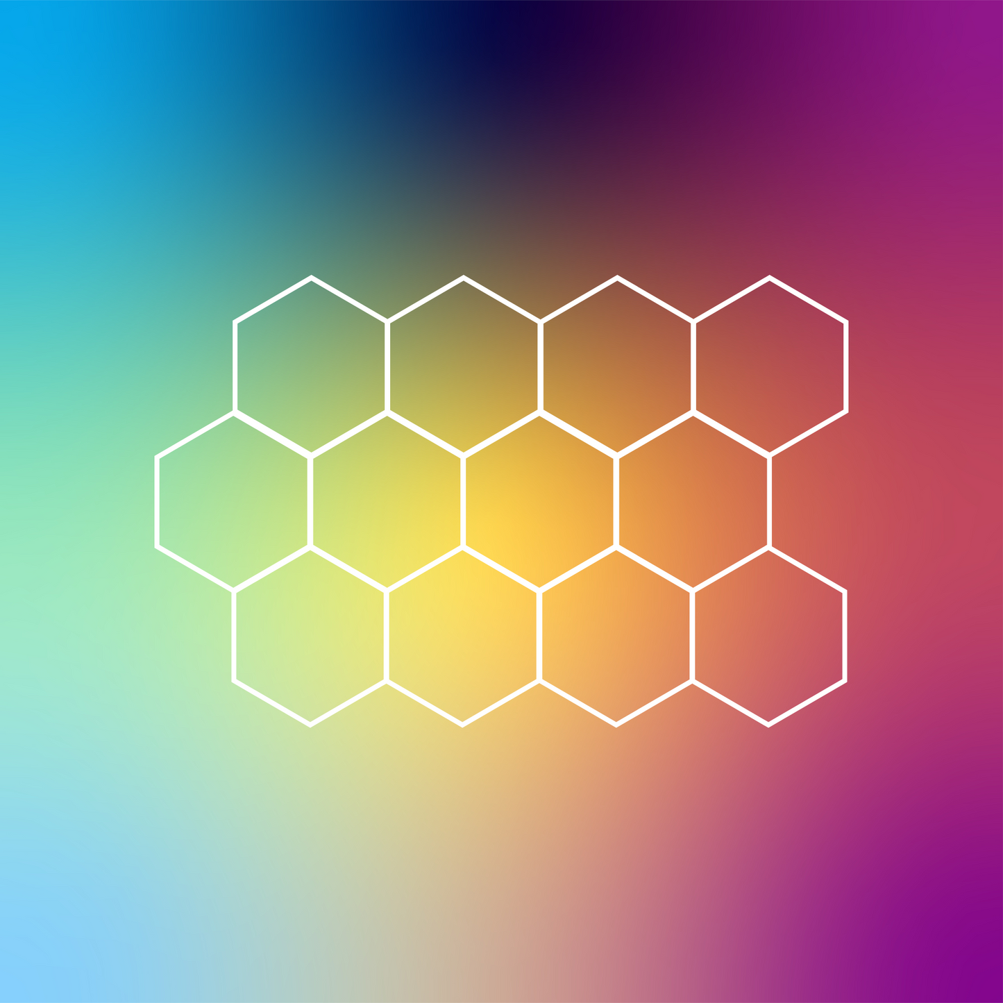 12x (Twelve) Hexagon LED Light Kit, No Border, Grid Series, Super Bright Daylight White 6500K, TRON-HEX-LIGHT-KIT-12X