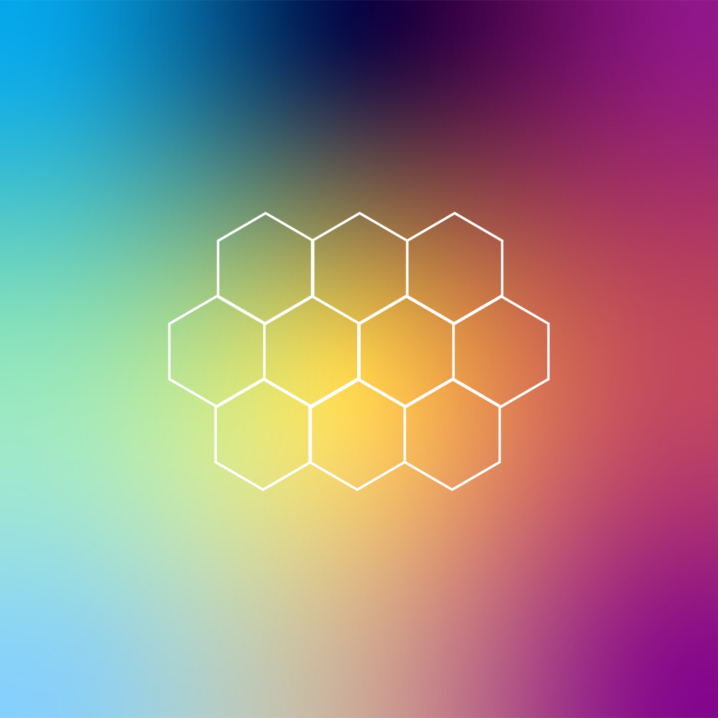 9x (Nine) Hexagon LED Light Kit, No Border, Grid Series, Super Bright Daylight White 6500K, TRON-HEX-LIGHT-KIT-9X