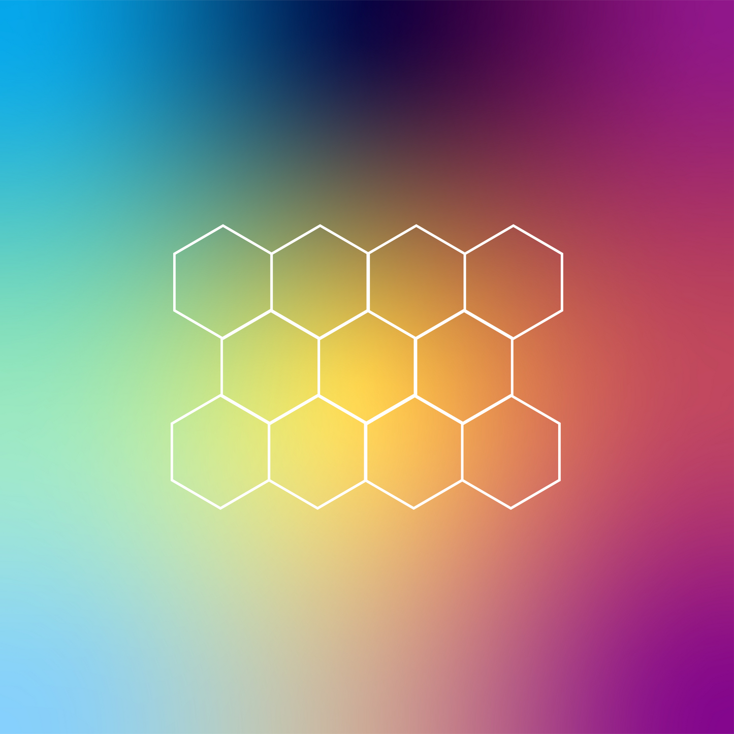 11x (Eleven) Hexagon LED Light Kit, No Border, Grid Series, Super Bright Daylight White 6500K, TRON-HEX-LIGHT-KIT-11X