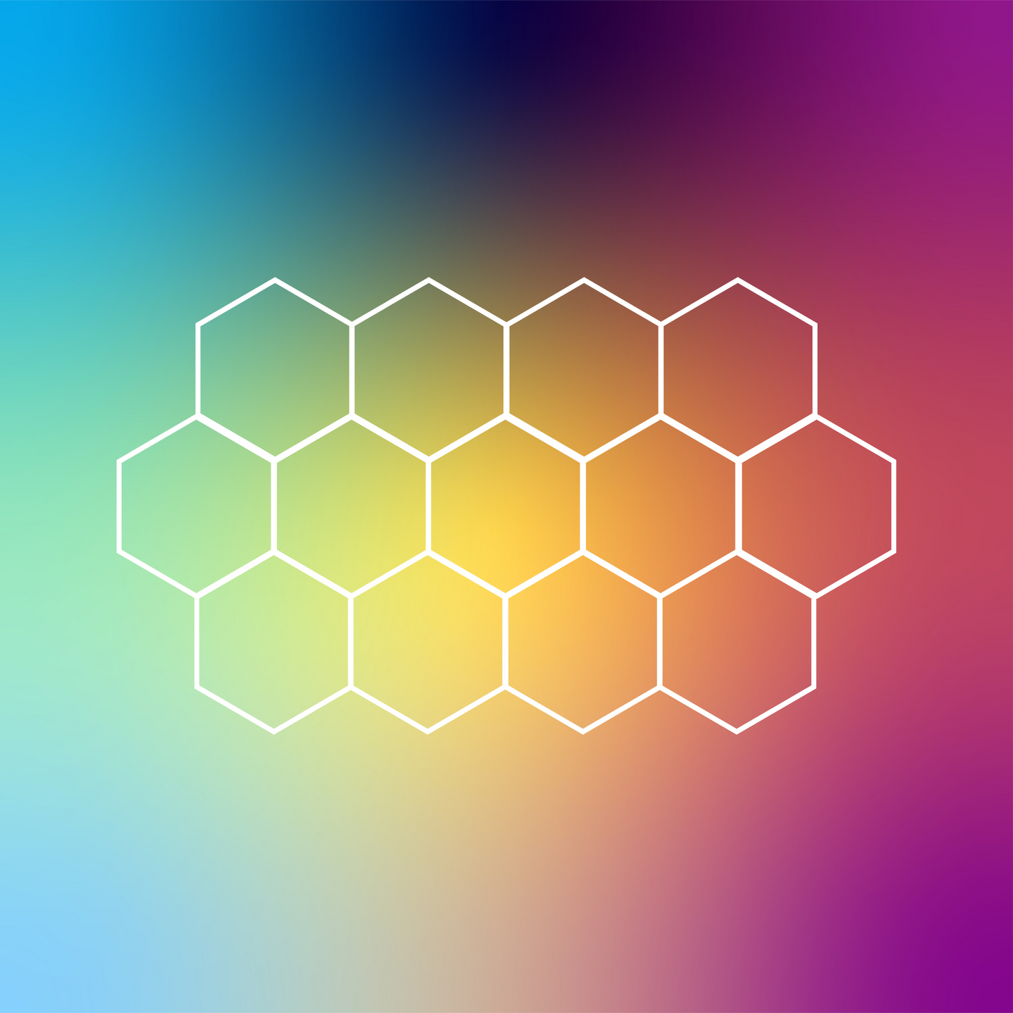 13x (Thirteen) Hexagon LED Light Kit, No Border, Grid Series, Super Bright Daylight White 6500K, TRON-HEX-LIGHT-KIT-13X