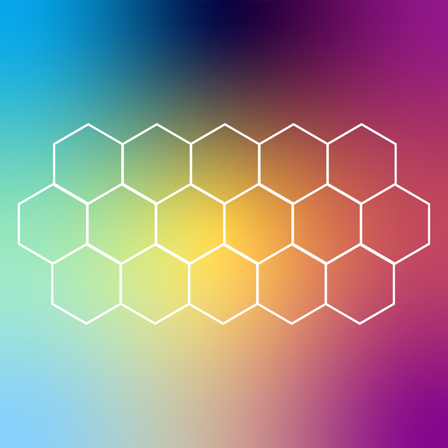 16x (Sixteen) Hexagon LED Light Kit, No Border, Grid Series, Super Bright Daylight White 6500K, TRON-HEX-LIGHT-KIT-16X