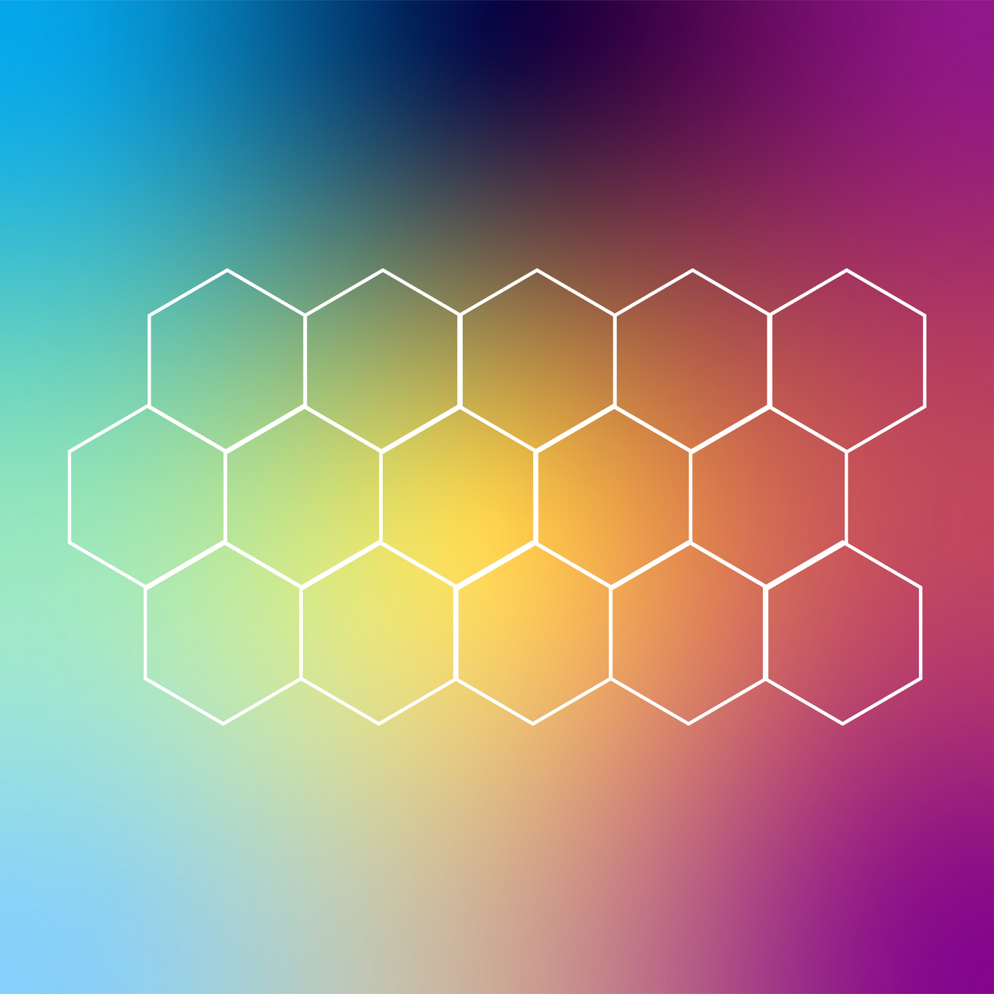 15x (Fifteen) Hexagon LED Light Kit, No Border, Grid Series, Super Bright Daylight White 6500K, TRON-HEX-LIGHT-KIT-15X