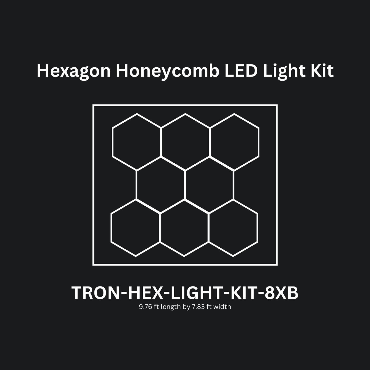 8x (Eight) Hexagon LED Light Kit, With Border Upgrade, Grid Series, Super Bright Daylight White 6500K, TRON-HEX-LIGHT-KIT-8XB