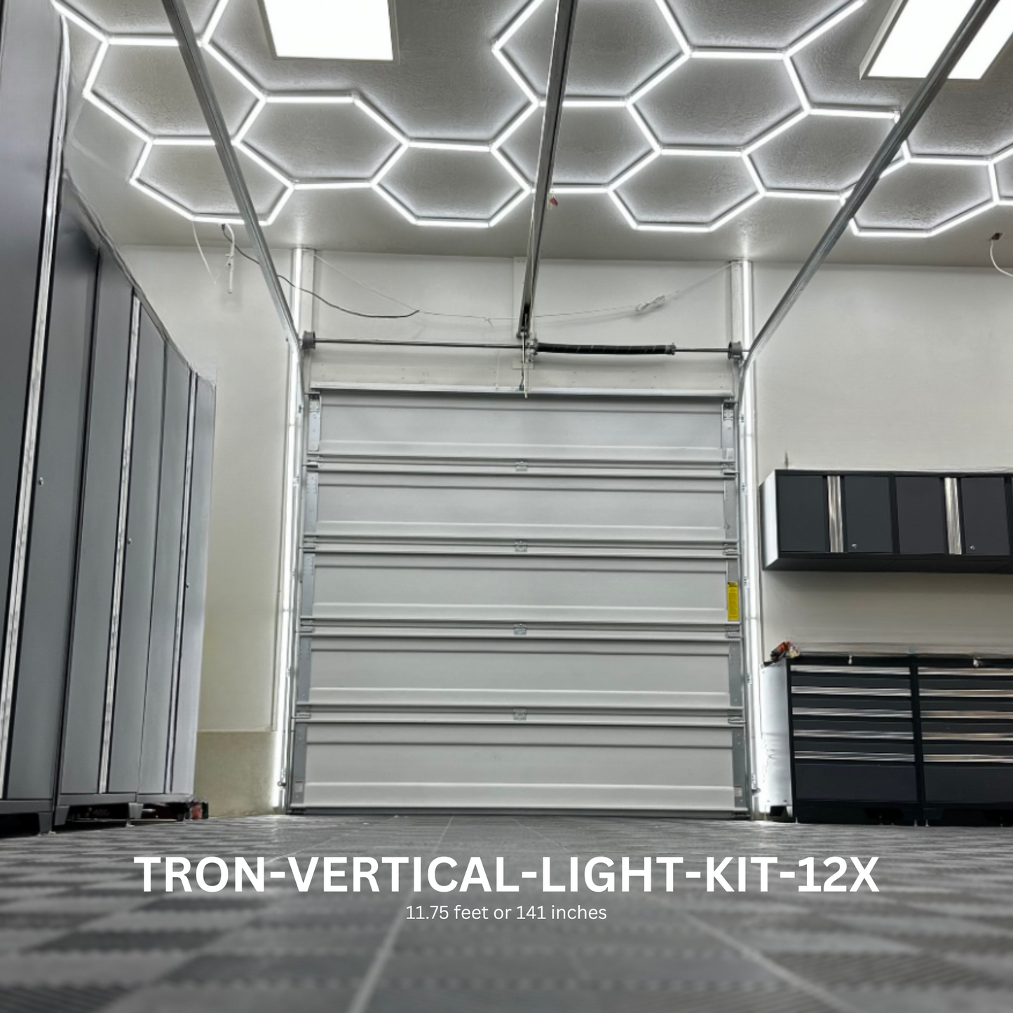 12ft (Twelve) Vertical Series LED Light Kit, Garage Door Accent Double Sided, Super Bright Daylight White 6500K, TRON-VERTICAL-LIGHT-KIT-12X
