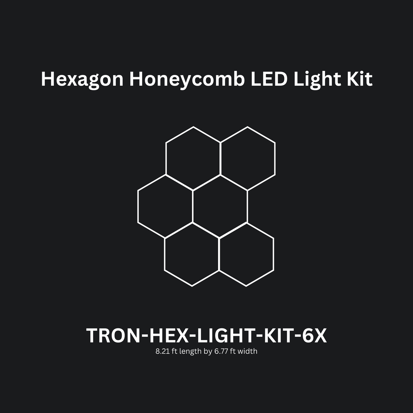 6x (Six) Hexagon LED Light Kit, No Border, Grid Series, Super Bright Daylight White 6500K, TRON-HEX-LIGHT-KIT-6X