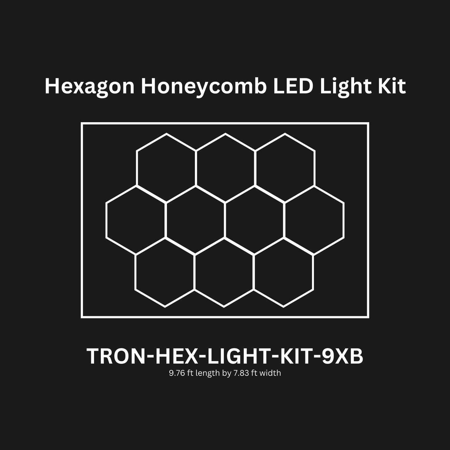 9x (Nine) Hexagon LED Light Kit, With Border Upgrade, Grid Series, Super Bright Daylight White 6500K, TRON-HEX-LIGHT-KIT-9XB