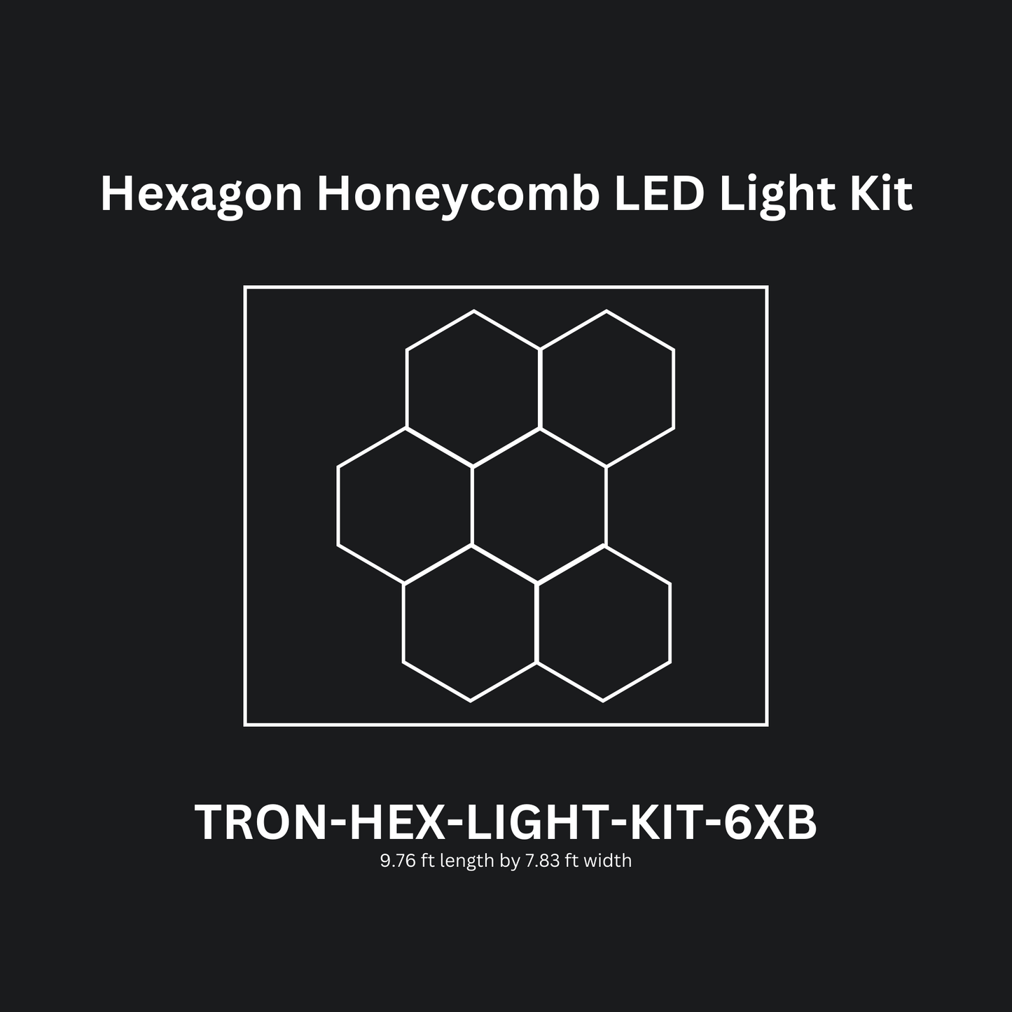 6x (Six) Hexagon LED Light Kit, With Border Upgrade, Grid Series, Super Bright Daylight White 6500K, TRON-HEX-LIGHT-KIT-6XB