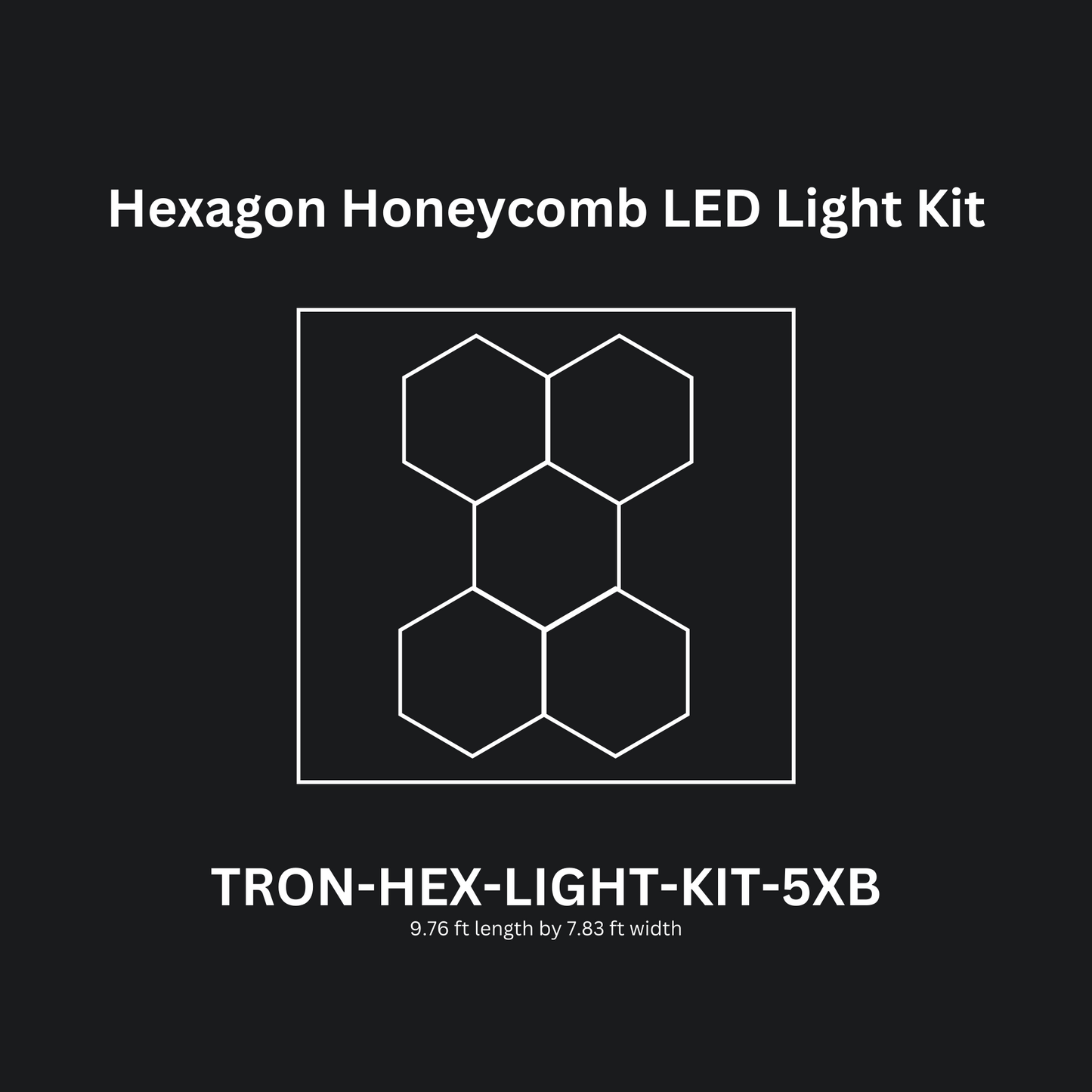 5x (Five) Hexagon LED Light Kit, With Border Upgrade, Grid Series, Super Bright Daylight White 6500K, TRON-HEX-LIGHT-KIT-5XB