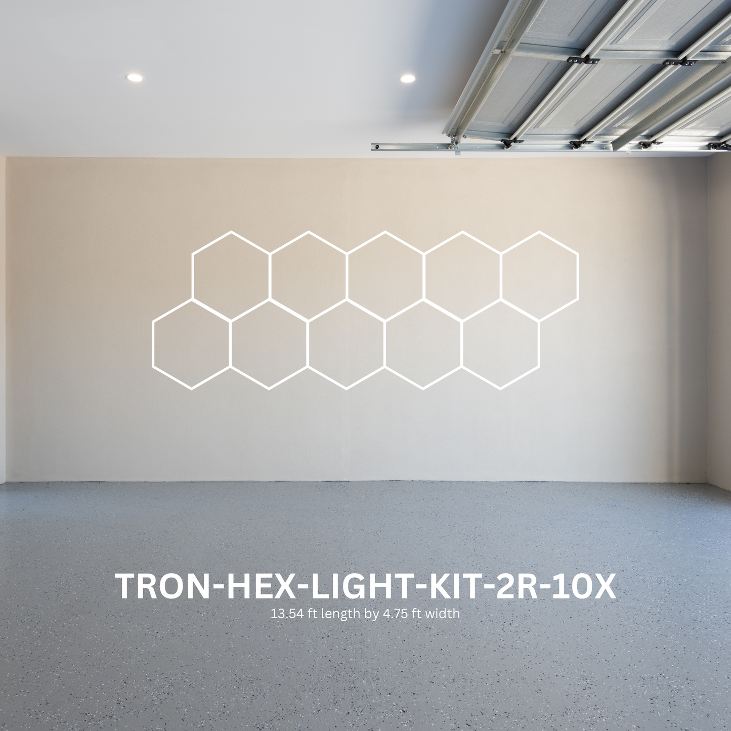 LED Shop Lights, Garage Lighting, Shop Lights, 10x (Ten) Hexagon Lights, Double Row With No Border, TRON-HEX-LIGHT-KIT-2R-10X