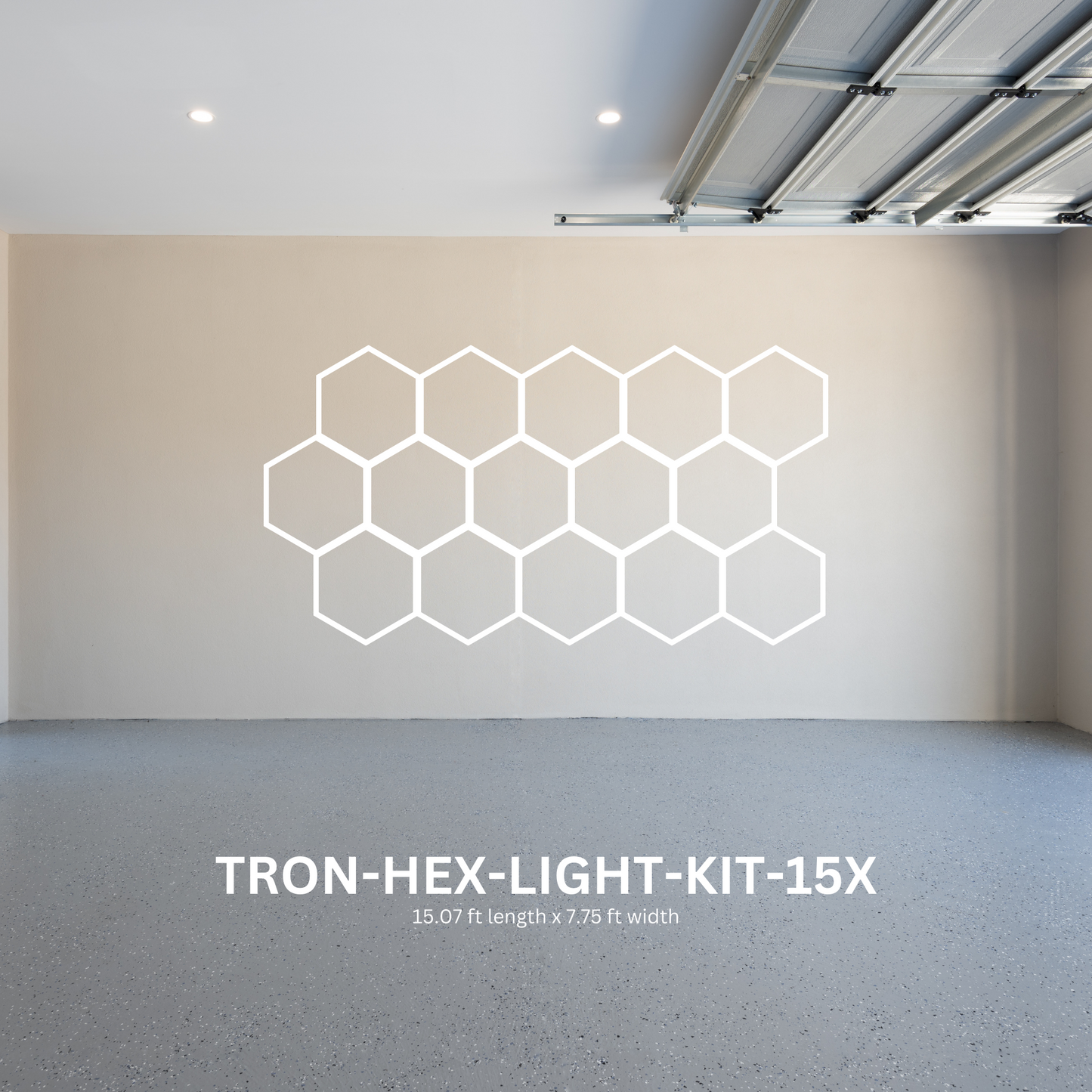 15x (Fifteen) Hexagon LED Light Kit, No Border, Grid Series, Super Bright Daylight White 6500K, TRON-HEX-LIGHT-KIT-15X