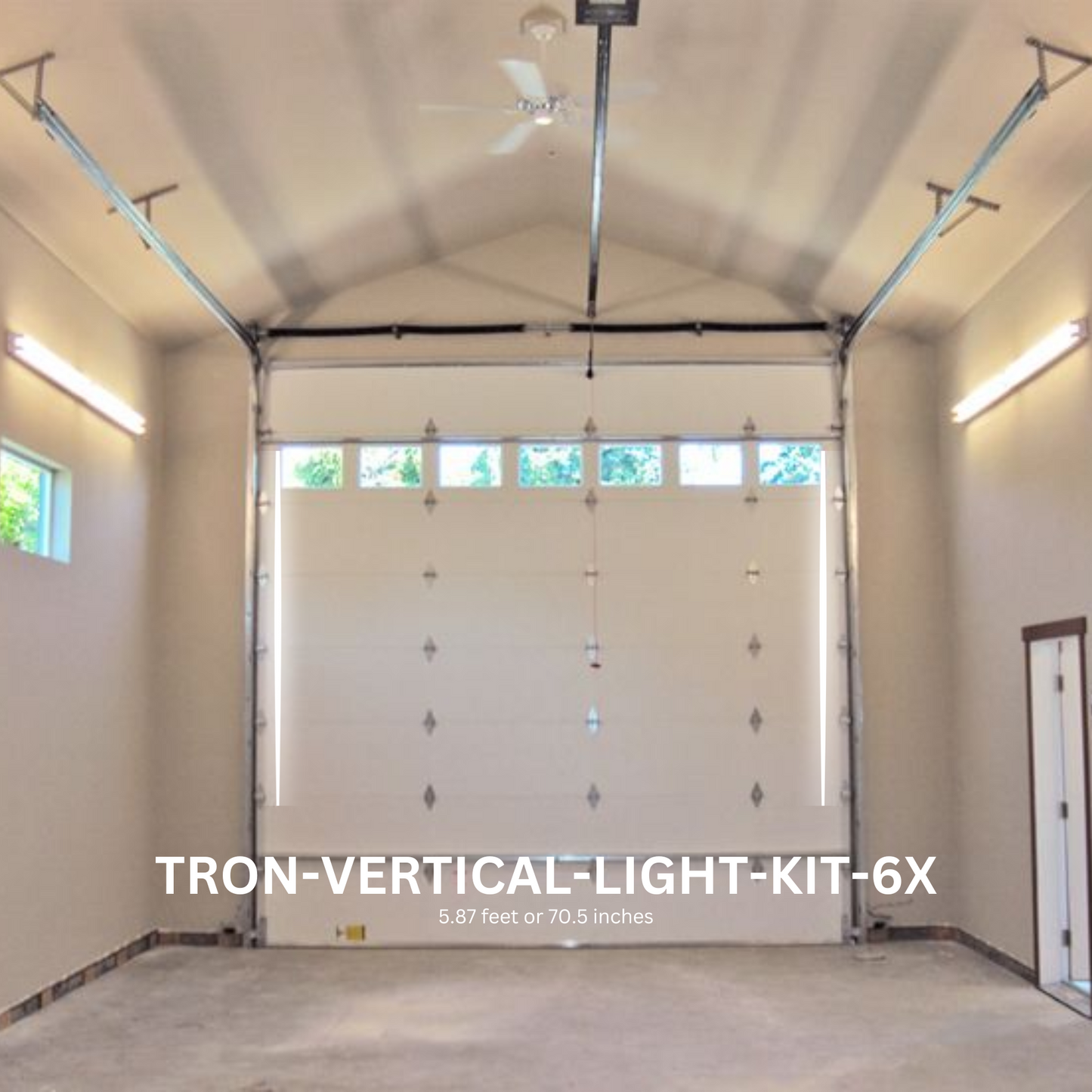 6ft (Six) Vertical Series LED Light Kit, Garage Door Accent Double Sided, Super Bright Daylight White 6500K, TRON-VERTICAL-LIGHT-KIT-6X