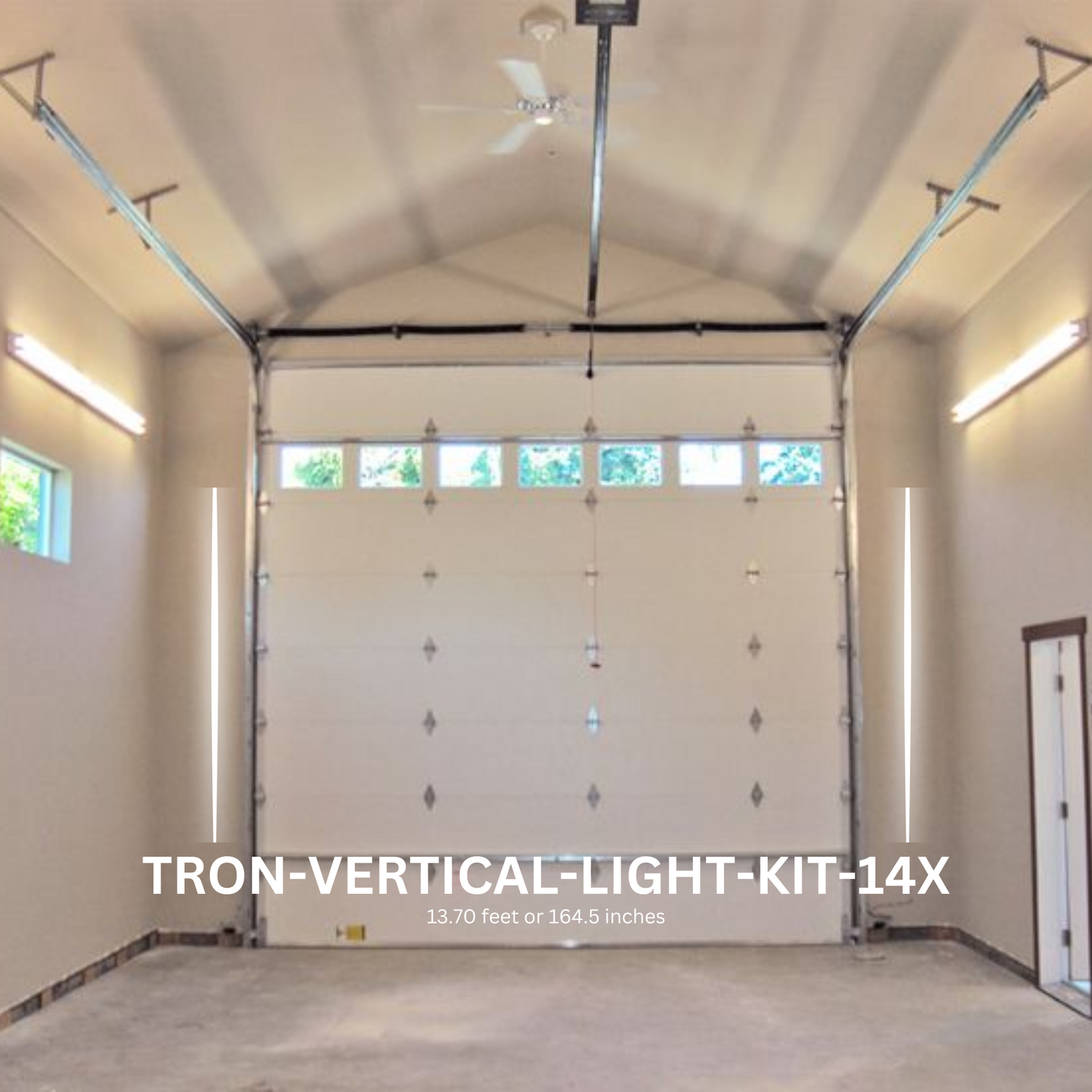 14ft (Fourteen) Vertical Series LED Light Kit, Garage Door Accent Double Sided, Super Bright Daylight White 6500K, TRON-VERTICAL-LIGHT-KIT-14X
