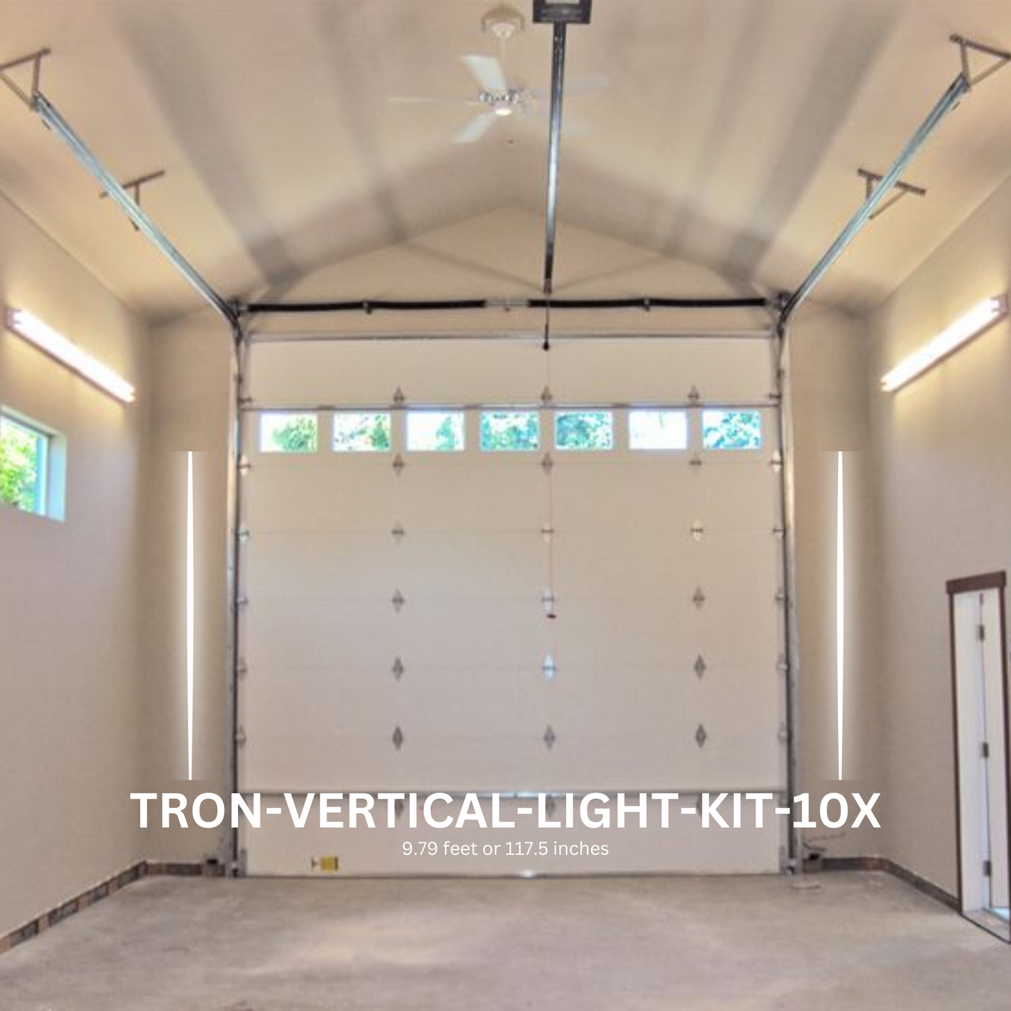 10ft (Ten) Vertical Series LED Light Kit, Garage Door Accent Double Sided, Super Bright Daylight White 6500K, TRON-VERTICAL-LIGHT-KIT-10X