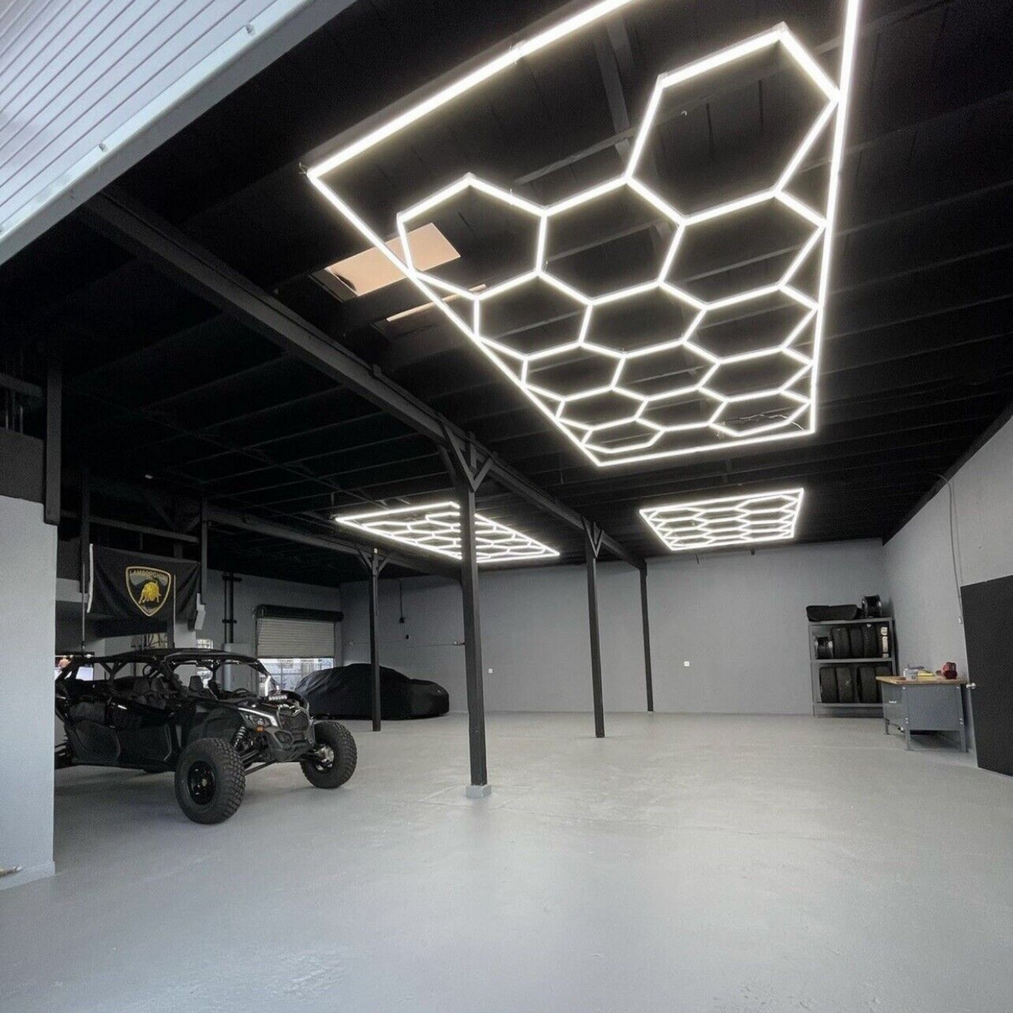 14x (Fourteen) Hexagon LED Light Kit, With Border Upgrade, Grid Series, Super Bright Daylight White 6500K, TRON-HEX-LIGHT-KIT-14XB