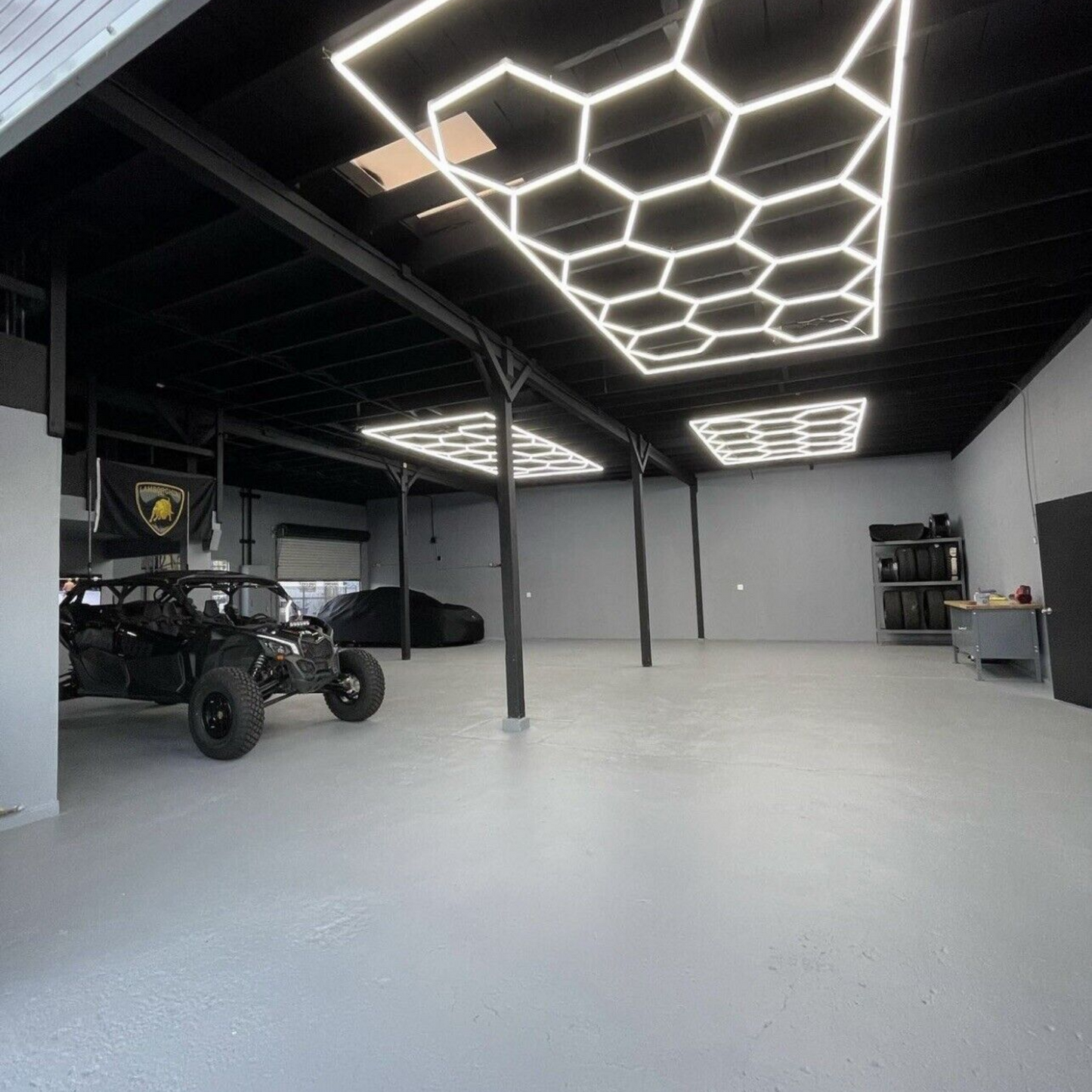11x (Eleven) Hexagon LED Light Kit, With Border Upgrade, Grid Series, Super Bright Daylight White 6500K, TRON-HEX-LIGHT-KIT-11XB