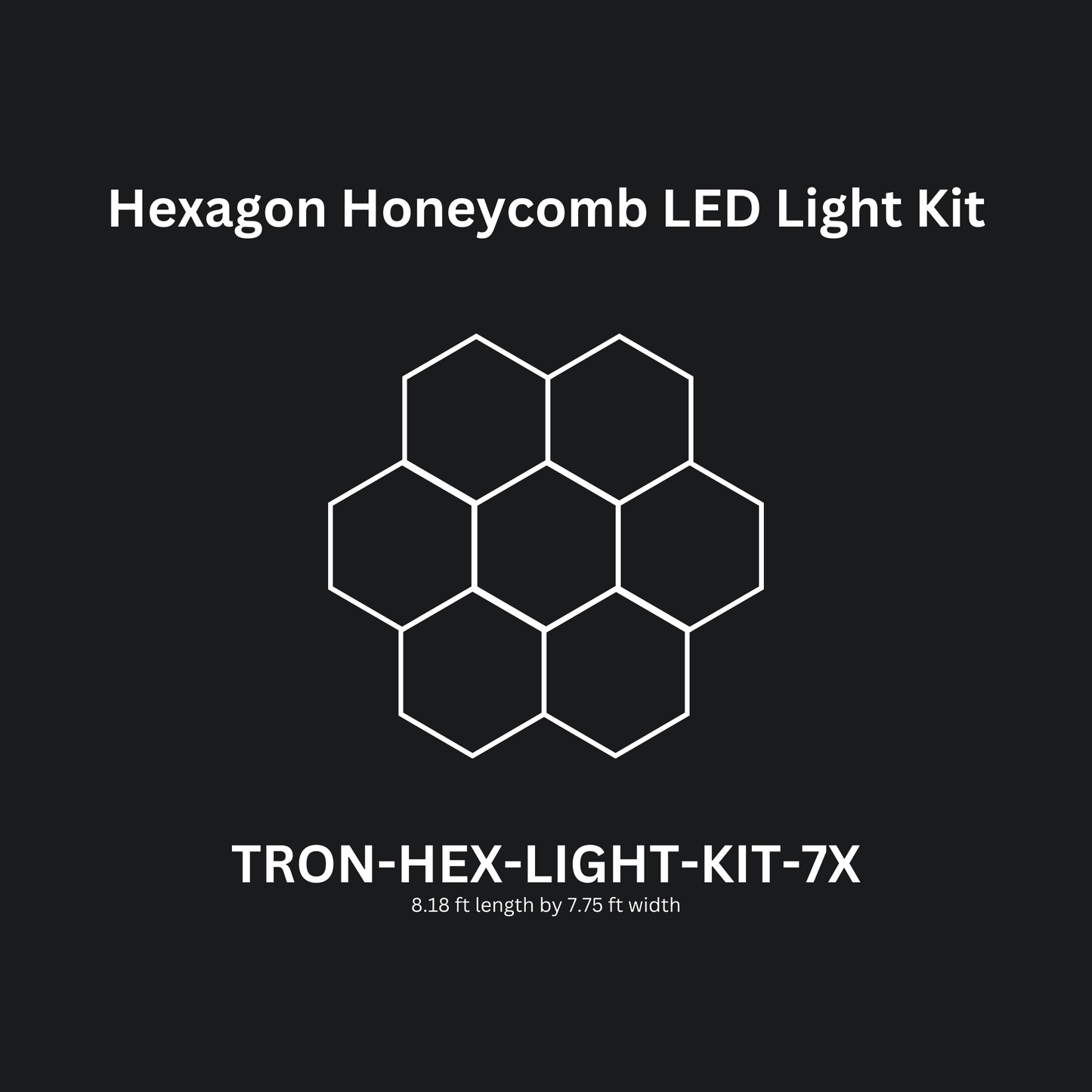 7x (Seven) Hexagon LED Light Kit, No Border, Grid Series, Super Bright Daylight White 6500K, TRON-HEX-LIGHT-KIT-7X