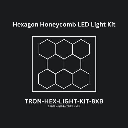 8x (Eight) Hexagon LED Light Kit, With Border Upgrade, Grid Series, Super Bright Daylight White 6500K, TRON-HEX-LIGHT-KIT-8XB