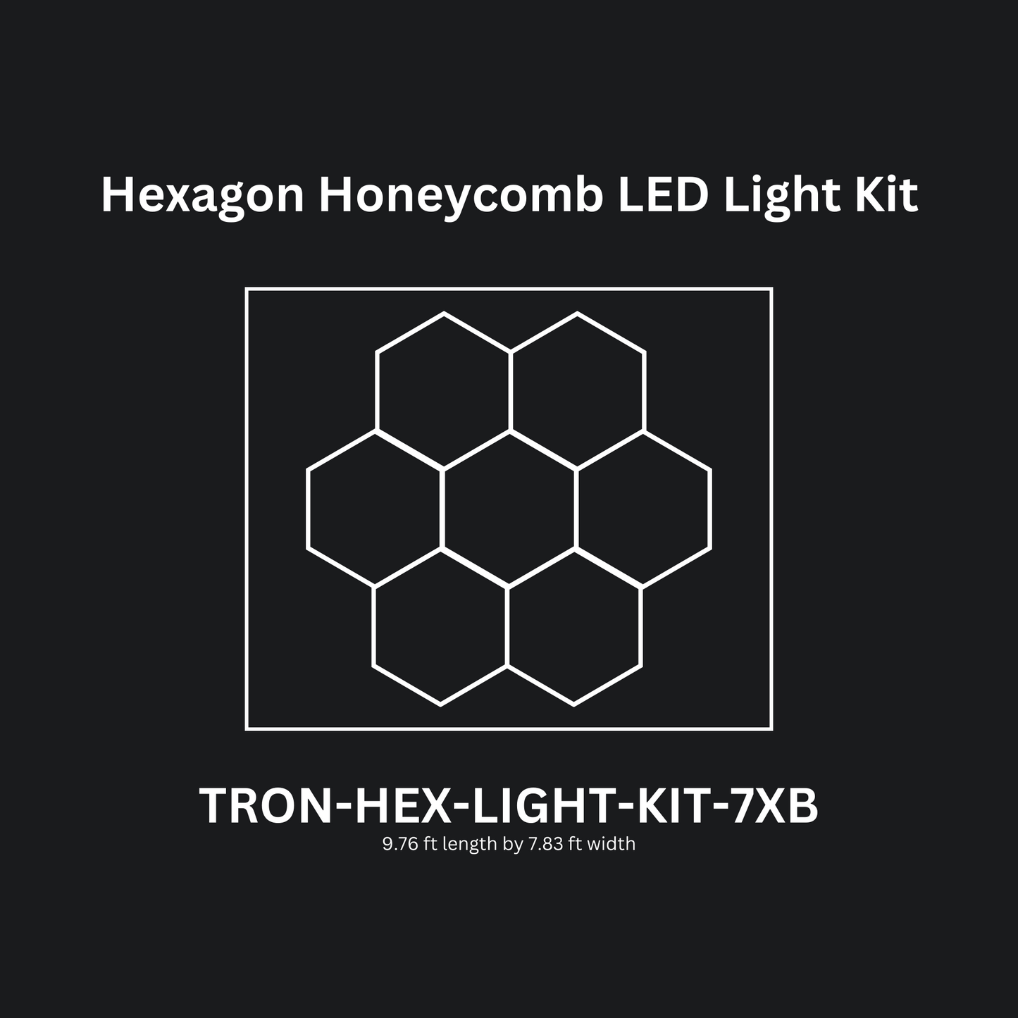 7x (Seven) Hexagon LED Light Kit, With Border Upgrade, Grid Series, Super Bright Daylight White 6500K, TRON-HEX-LIGHT-KIT-7XB