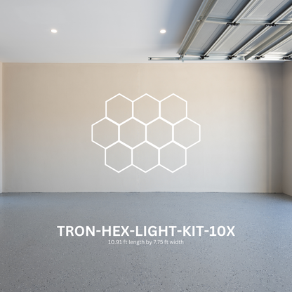 LED Shop Lights, Garage Lighting, Shop Lights, 10x (Ten) Hexagon Lights, Triple Row With No Border, ‎TRON-HEX-LIGHT-KIT-10X