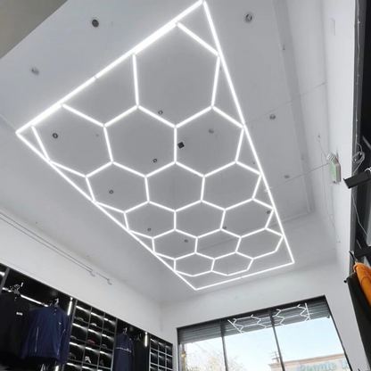 16x (Sixteen) Hexagon LED Light Kit, No Border, Grid Series, Super Bright Daylight White 6500K, TRON-HEX-LIGHT-KIT-16X